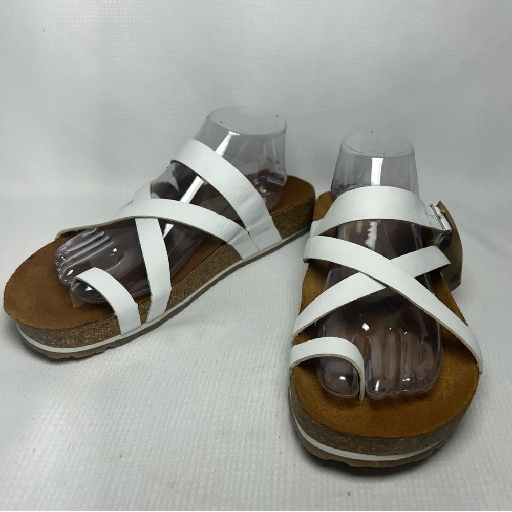 NEW Haflinger Women's Bio Luna White Leather Cork Sandal Buckle EU 42 US 11-11.5